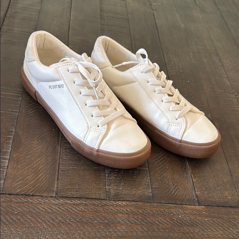 French Connection White Sneakers with Brown Gum Soles